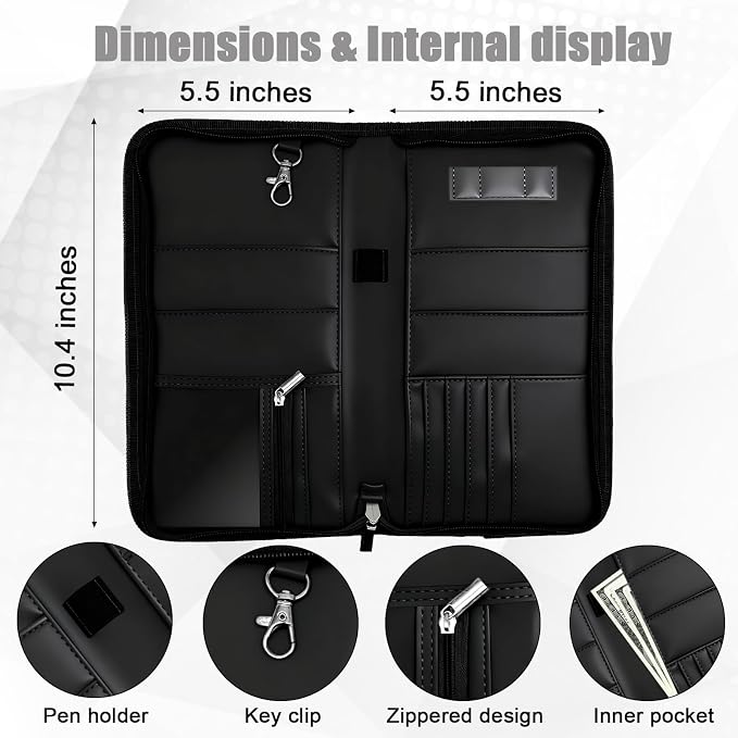 GOAUS Passport Holder for Travel with AirTag Slot, for Family of 4 to 6 | Multiple, Travel Document Organizer, Cards Cash Pockets, RFID Blocking, Waterproof, Gifts, Faux Leather, AirTag Not Included