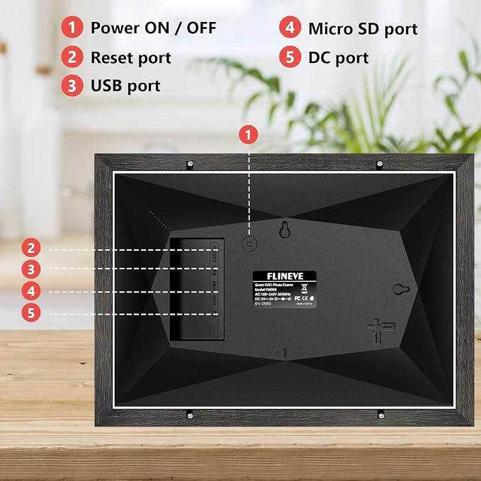 Frameo 10.1 Inch WiFi Digital Picture Frame，1280 * 800IPS HD Cloud Smart Digital Photo Frame,32GB Storage, Wall Mountable, Auto-Rotate,Easy to Share Photos or Videos via FRAMEO APP （Wood Frame）