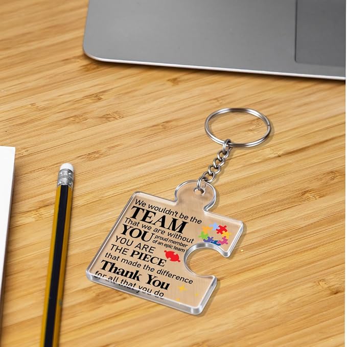 Team Appreciation Gifts Bulk Thank You Keychains for Coworkers | Gift Set for Employee, Staff, Teachers, Teamwork Puzzle Piece Keyring, Acrylic