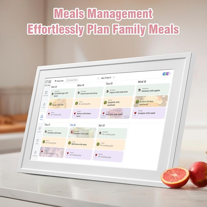 Digital Photo Frame 10.1" WiFi Touch Screen Digital Door Calendar, Family Planner Meal Plan, Audio Reminder, APP Shared Schedule, No Subscription, Wall & Desk Mount