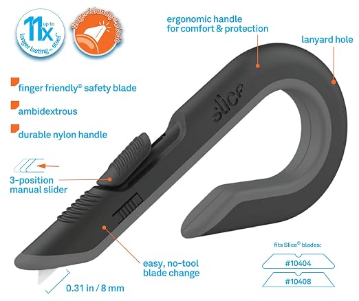 Slice Box Cutter, Heavy Duty Utility Knife, Safe Ceramic Blade Lasting 11x Longer than Metal, Stone, Combo Pack