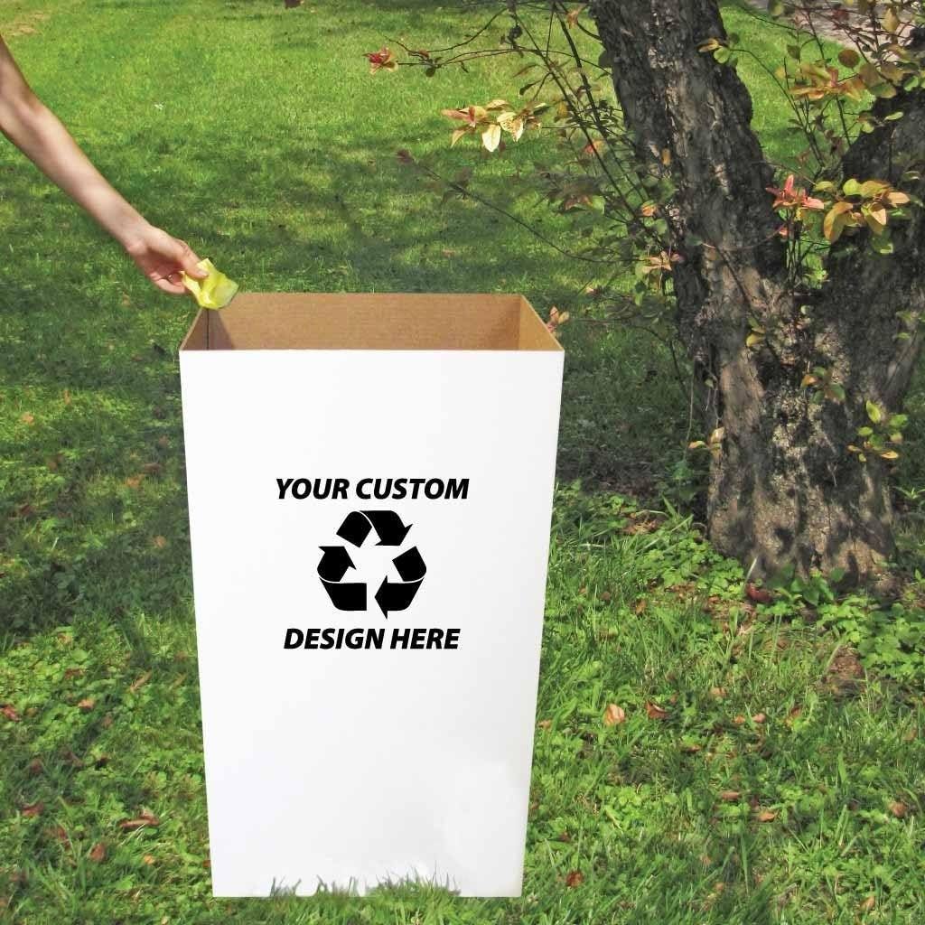VictoryStore 22.3 gallons Cardboard Trash Bin, Reusable, Recyclable and Disposable Trash Cans, Sturdy Cardboard Medium Size (Blank, 6-Pack)