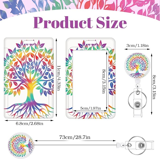 3 Set Badge Holder Retractable Reel Colorful Tree ID Badge Holders with Clip Cute Name Badge Holders for Teacher Nurse Doctor Student Office Workers