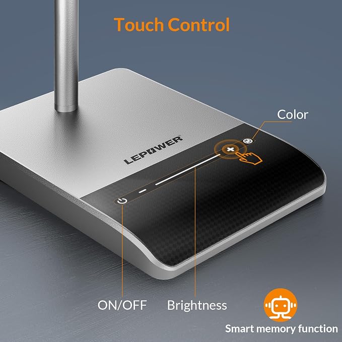 LEPOWER Desk Lamp, 800LM LED for Home Office, True Eye-Caring for Reading | 50 Lighting Modes, 2X Wider Panel, 360° Flexible Gooseneck, Touch Control, 12W Bright Table Lamp for Dorm, Bedroom, Study
