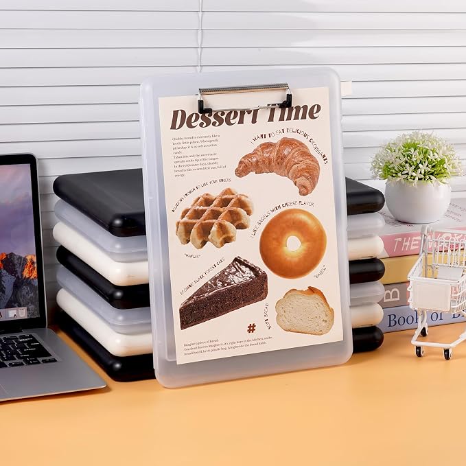 Letter Size Clipboard with Storage, Plastic Clipboard with Side Opening, A4 Waterproof Foldable Nursing Clip Board for School & Office with Christmas Stickers (B-Clear-1PCS)