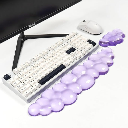 Purple Cloud Wrist Rest Set, Gel Wrist Rest for Keyboard and Mouse, Wrist Rest for Computer Keyboard 60%/68%/75%,Comfort & Support for Typing and Gaming