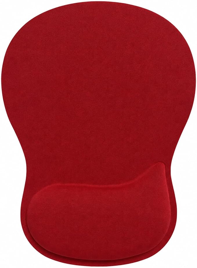Mouse Pad with Wrist Rest Ergonomic Memory Foam Support, Non-Slip Rubber Base, Comfortable Typing Cushion for Home Office Computer Laptop, Red