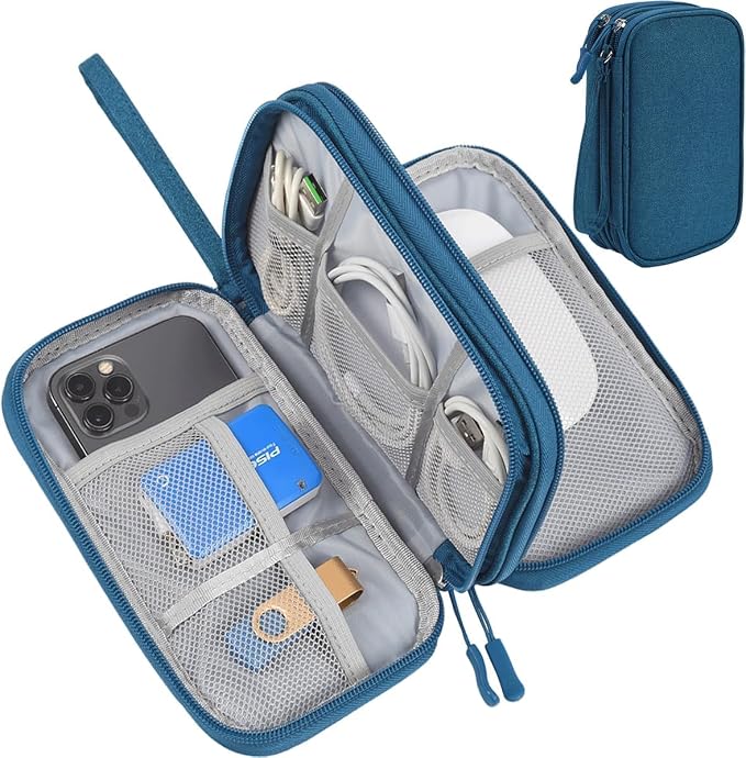 CAOODKDK Electronic Organizer Travel Cable Accessories Bag, Waterproof Electronic Organizer Case, Accessories Organizer Bag for Power Bank, Charging Cords, Chargers, USB Cable, Earphones (Dark Green)