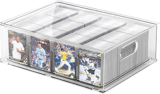 Trading Card Storage Box - Clear Large Storage Organizer Holds 3200 Cards with Foam Inserts Blocks – Display Case for TCG, MTG & Sports Cards (1-Pack)