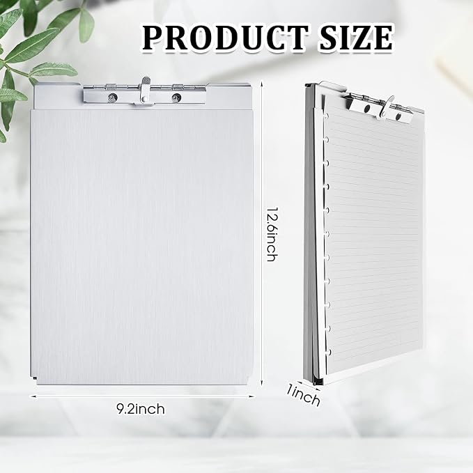 Henoyso 4 Pcs Metal Storage Clipboard Bulk Heavy Duty Aluminum Clip Board for Teacher Contractor Medical Construction Office School Classroom, 12.6x9.2x1 Inch, Fit Letter Size 8.5x11 Inch Paper