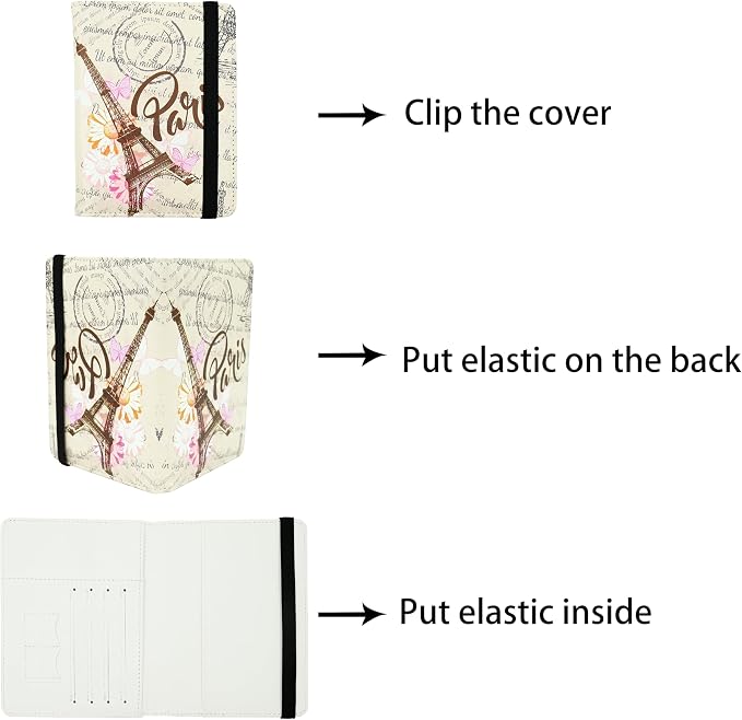 Eiffel Tower Passport Holder for Women and Men PU Leather Passport Cover for Travel