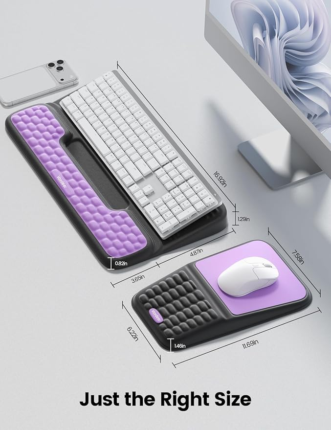 Vaydeer Keyboard Stand and Mouse Pad Set with Wrist Rest, Computer Wrist Support Pad, Soft Memory Foam Desk Cushion, Ergonomic Keyboard Riser Holder Lift with Wrist Support for Office, Gaming, Red