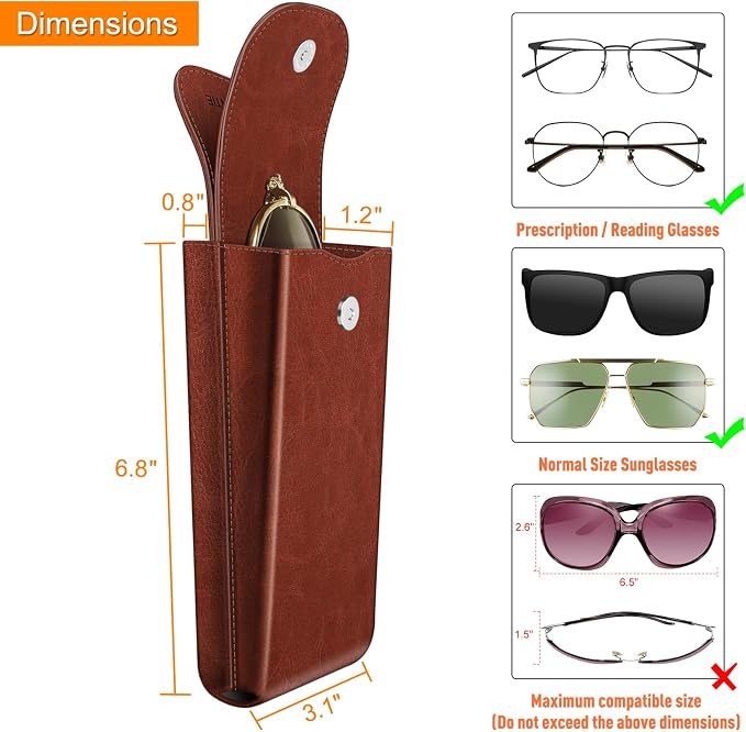 FINTIE Double Glasses Case with Carabiner Hook, Portable Vegan Leather Eyeglass Case Anti-scratch Sunglasses Pouch