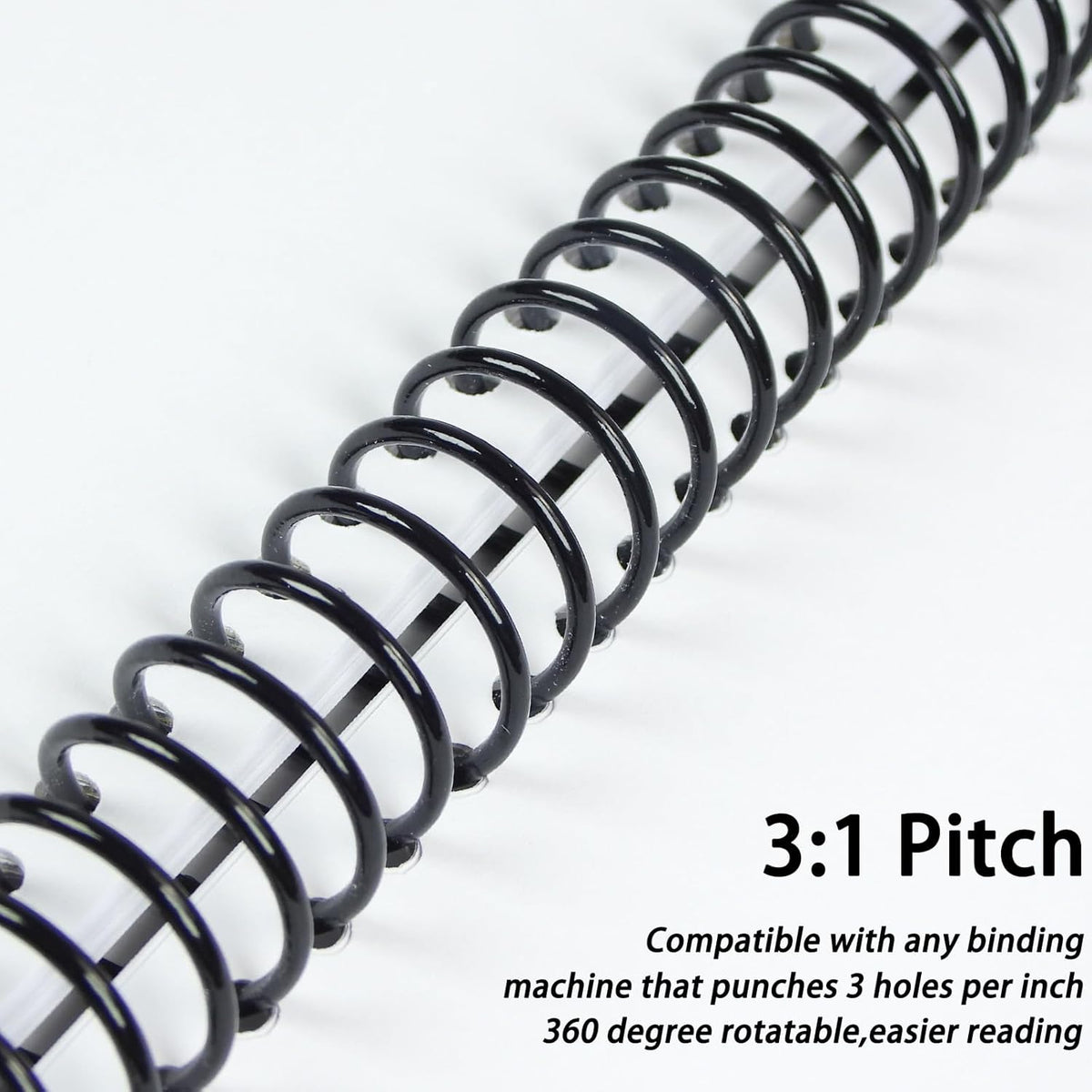 Rayson 22.2mm Plastic Spiral Coil Binding 3:1 Pitch, 7/8 inch, 190 Sheets Capacity Black Coil Binding Spines - Versatile for Office and Educational Tasks, Pack of 50