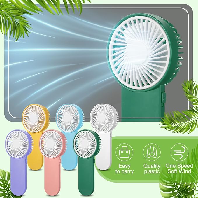 Sumind 12 Pcs Small Personal Portable Fan Mini Handheld Bulk 1 Speed Electric Cute Battery Powered for Neck Lash Makeup Women Men Travel Camping Indoor Outdoor Summer (Colorful)