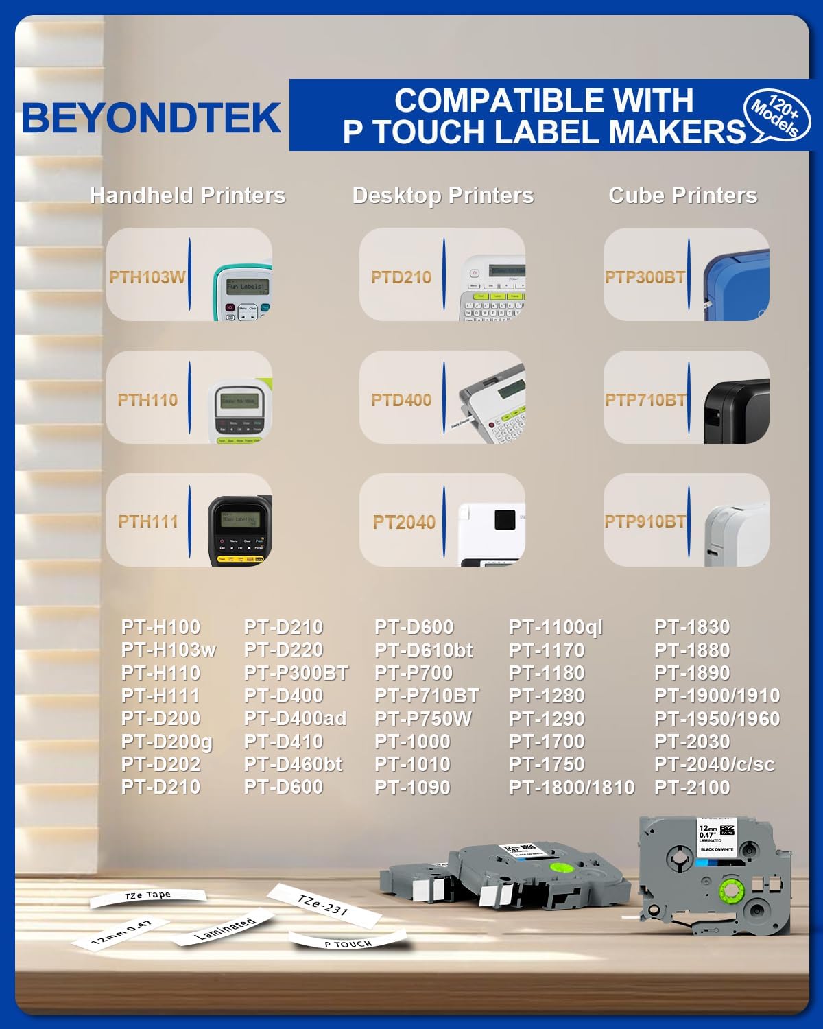 30PK Tz Tape 12mm 0.47 Laminated White Compatible with Brother P Touch Label Maker Tape 12mm 0.47 White Refill TZe-231 Label Tape for Brother P-Touch Label Maker PT-D210 PT-H110 PT-D220