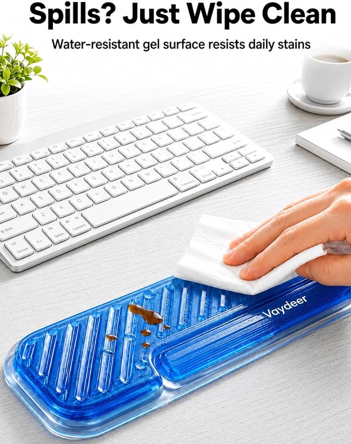 Vaydeer Ergonomic Gel Keyboard Wrist Rest and Mouse Pad with Wrist Rest Set | Cooling Gel Wrist Support for Comfortable Typing, Gaming and Remote Work with Non-slip Base for Stable Desk Use, Blue