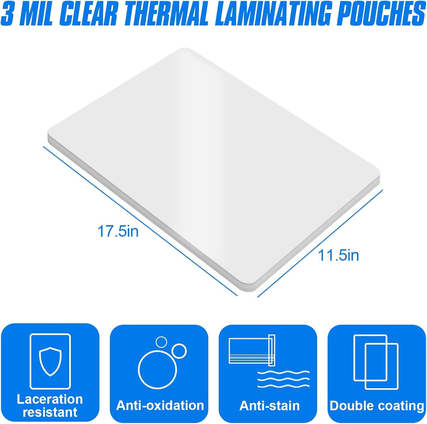HERKKA 300 Pack Laminating Sheets, Hold 11 x 17 Inch Sheet, 3 Mil Clear Thermal Laminating Pouches 11.5 x 17.5 Inch Lamination Sheet Paper for Laminator, Round Corner