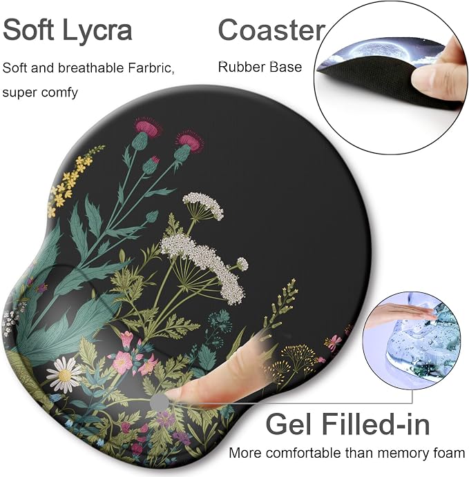 Ergonomic Mouse Pad with Wrist Rest Support,Gel Mouse Pads for Desk | Big Mousepad With Coaster Non-slip & Pain Relief for Computer, Home&Office Desk Decor