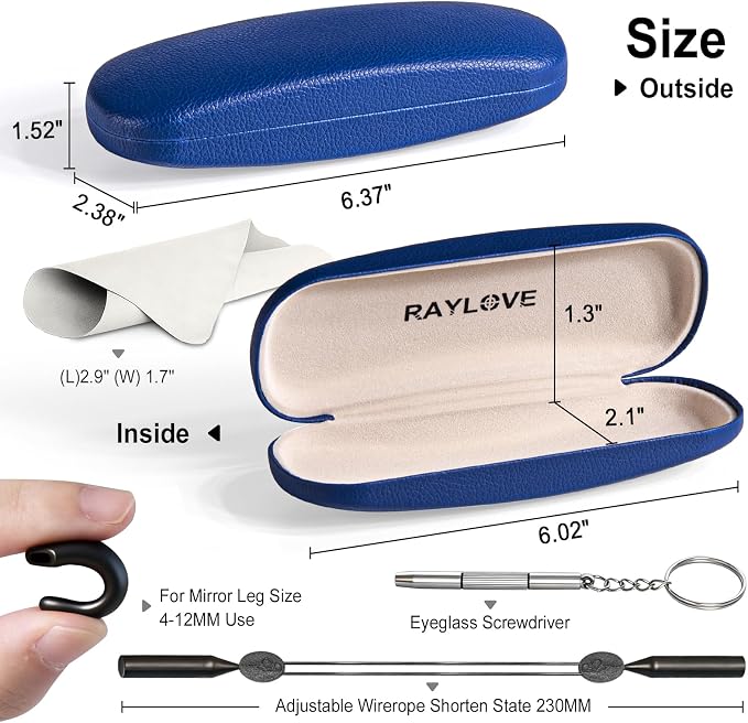 RayLove Unisex Hard Shell Eyeglasses Cases, Protective Case For Glasses