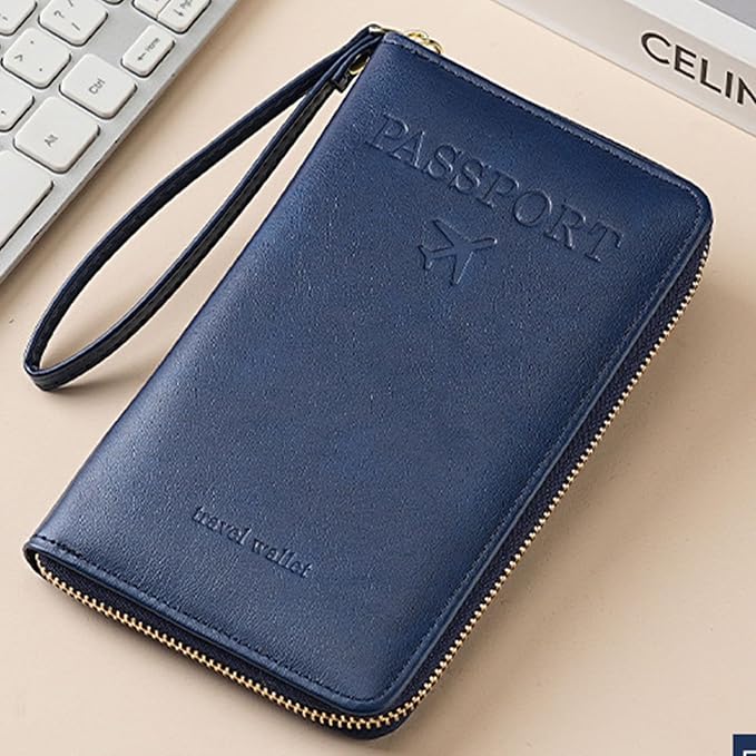 Passport Holder for Travel Women and Men RFID Blocking Passport Holder with Zipper Multi-functional Passport Wallet Passport Case Passport cover Travel Essentials