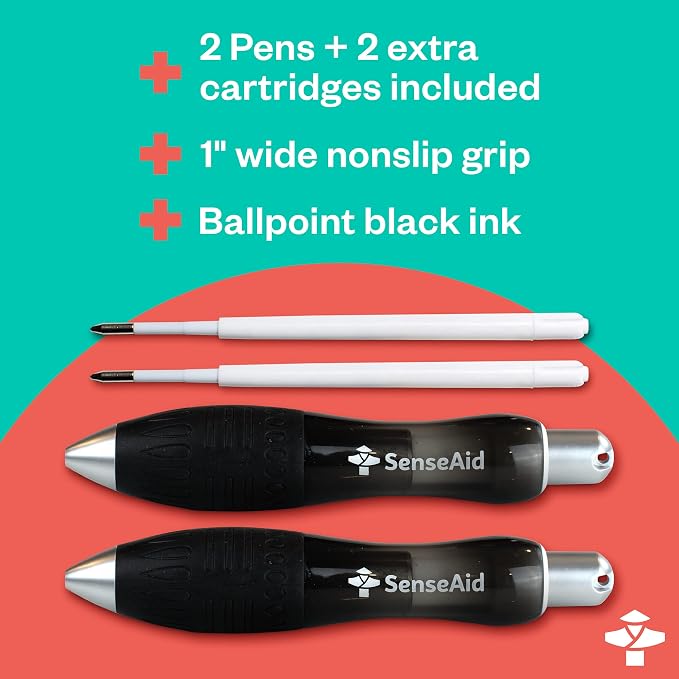 Fat Heavy Weighted Pens (2 Pack) | Large Grip Pens For Arthritis & Tremors