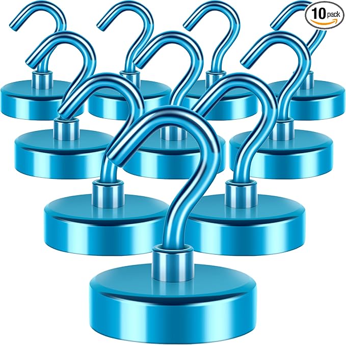 Neosmuk Magnetic Hooks, Heavy Duty 85lb+ Strong Magnet Hook for Cruise Cabins, Cruise Essentials 2026 for Hanging, Metal Wall Refrigerator Hangers (RoyalBlue, 10 Pack)