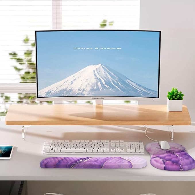 Ergonomic Mouse Pad with Wrist Support and Keyboard Wrist Rest Set | Memory Foam Wrist Cushion, Non-Slip PU Base, Massage Design, Relieves Wrist Pressure for Work, Gaming & Office Use