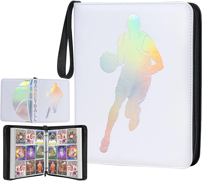 900 Pockets Basketball Card Binder, Trading Card Collector Album with Removable Sleeves, Waterproof Storage Book, Compatible with Sports Cards 2024 2025 2026(laser silver hot stamping)