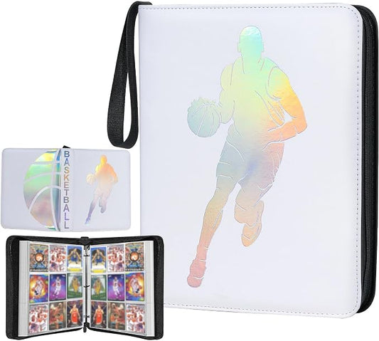 900 Pockets Basketball Card Binder, Trading Card Collector Album with Removable Sleeves, Waterproof Storage Book, Compatible with Sports Cards 2024 2025 2026(laser silver hot stamping)