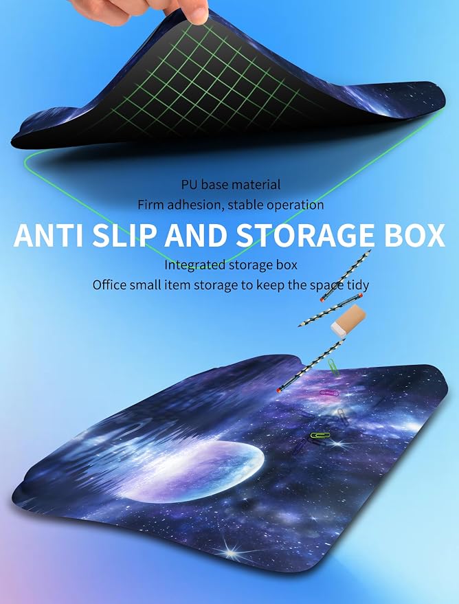 Ergonomic Wave Wrist Rest with Keyboard Stand, Cushioned Palm Rest, Comfortable Integrated Memory Foam for Natural Typing and Relieve Wrist Pain, Moon and Starry Sky