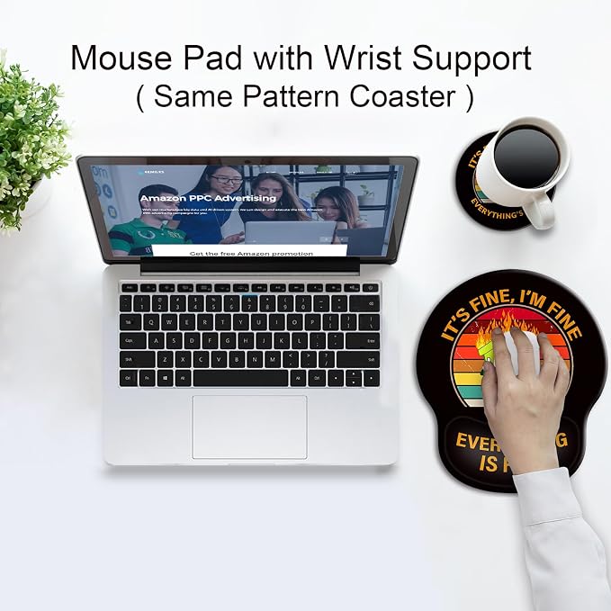 Ergonomic Mouse Pad with Wrist Rest Support,Gel Mouse Pads for Desk | Big Mousepad With Coaster Non-slip & Pain Relief for Computer, Home&Office Desk Decor