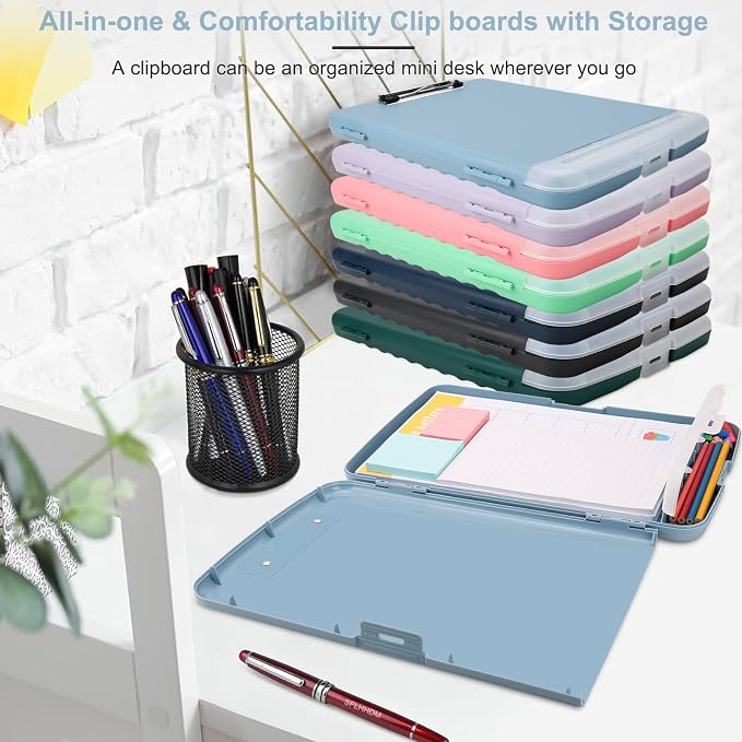 SFLHHDM Clip Boards 8.5x11 with Storage, Heavy Duty Storage Clipboard, Nursing Clipboard Folder with Pen Holder, Clipboards with Low Profile Clip, Nurse Clipboards Binder Case for Classroom
