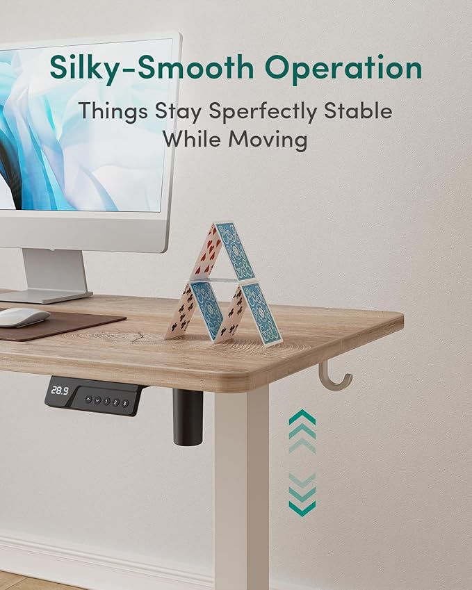 CubiCubi Electric Standing Desk, 48 x 24 Inches Height Adjustable Sit Stand Desk, Ergonomic Home Office Computer Workstation, Maple