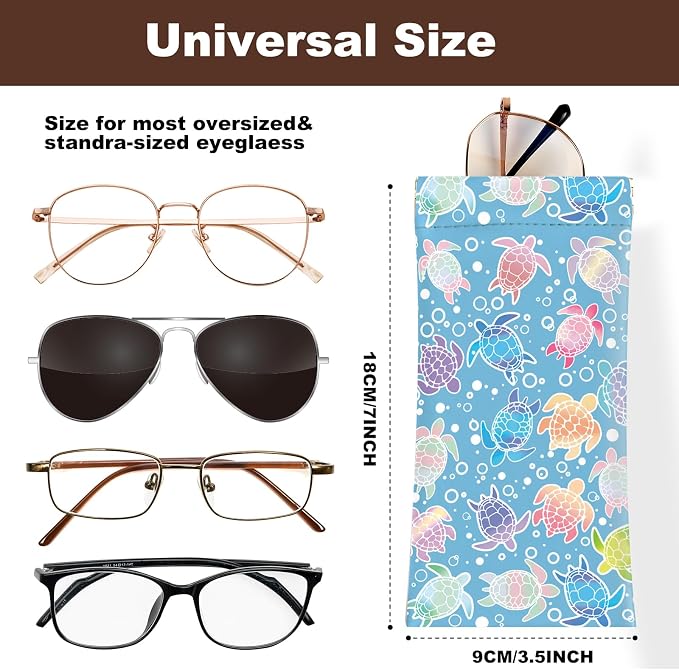 Anikathy 2Pcs Sunglass Eyeglass Glasses Case Soft PU Leather with Cleaning Cloth Cute Glasses Pouch Bag for Men Women Girs