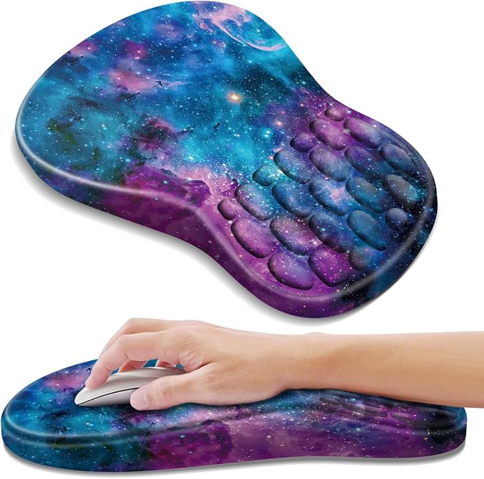 YIWEI Ergonomic Mouse Pad with Wrist Rest for Carpal Tunnel Pain Relief | Memory Foam Wrist Support,Non-Slip Rubber Base, Keyboard Computer Mousepad,Lycra Cloth Surface,Gaming Home Office