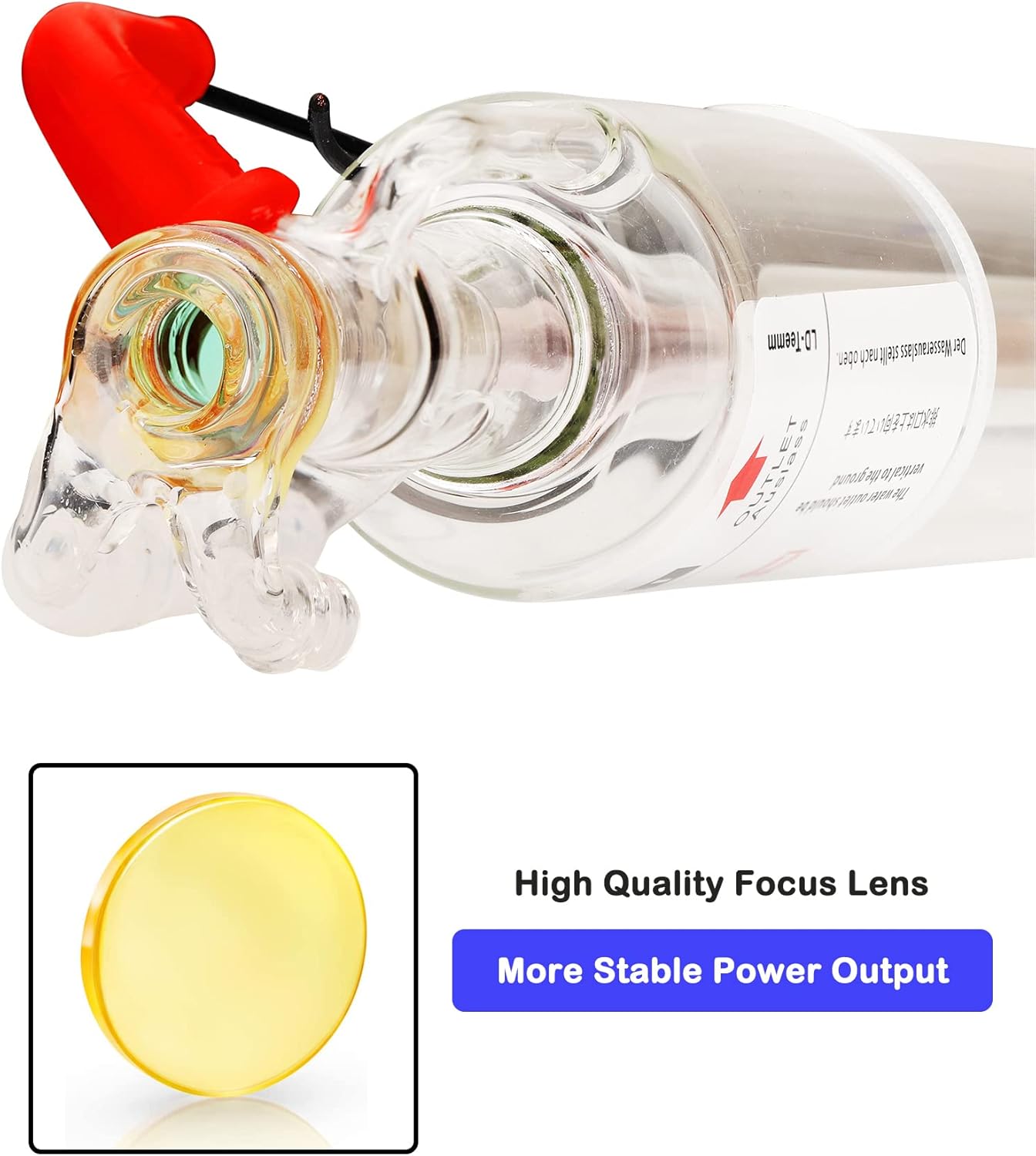 LD-Teemm CO2 Laser Tube, 150W CO2 Laser Tube with Coating 150 watt Length 1650mm Dia. 80mm, Wire Pre-Connected for CO2 Laser Cutter Laser Engraving Cutting Machine
