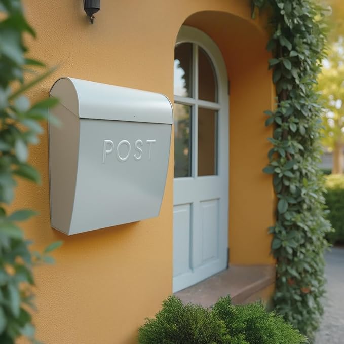 NACH Large Wall Mount Mailbox, 15.07 x 12.44 x 5.39 inches, Gray Mailboxes for Outside Wall Mount, Waterproof - The Sylvia Mailbox