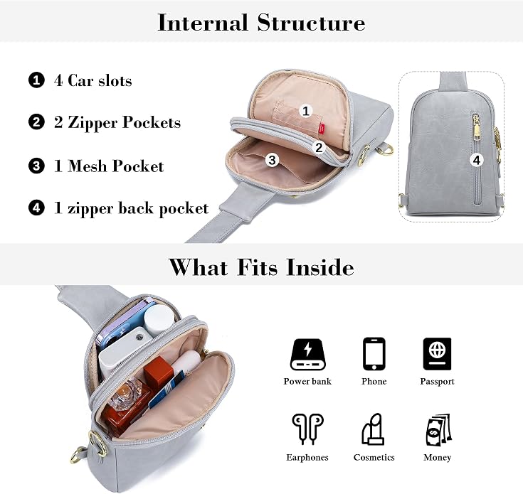 Lightweight Small Crossbody Sling Bag for Women | Mini Travel Purse,Multi-pocket with Card Slots,Durable Vegan Leather,Everyday Carry