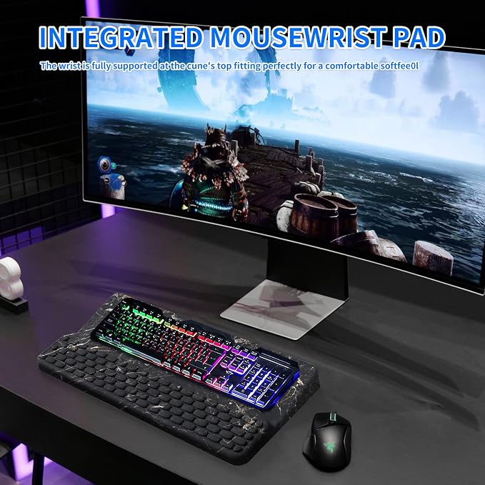 Keyboard Stand for Desktop, Keyboards Wrist Rest, Ergonomic Keyboards Holder for Easy Typing Working, Wrist pad for Keyboards with Comfortable Wrist Rest for Keyboard Black Gold