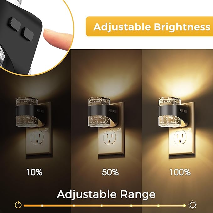 L LOHAS LED Night Light, Bubble Night Lights Plug into Wall,2 Pack 3000K/4000k/5000K Adjustable Color Temperature Night Light,Dimmable Nightlights with Dusk to Dawn Sensor for Rooms Bathroom Hallway