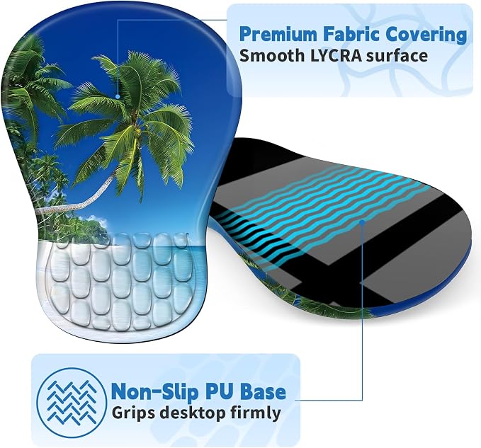 YIWEI Ergonomic Mouse Pad with Wrist Rest for Carpal Tunnel Pain Relief | Memory Foam Wrist Support,Non-Slip Rubber Base, Keyboard Computer Mousepad,Lycra Cloth Surface,Gaming Home Office