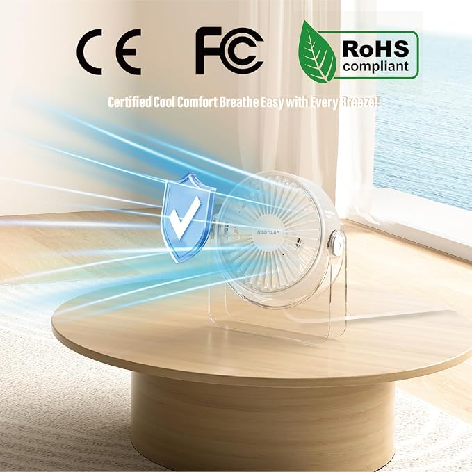 USB Desk Fan, 6 Inch Portable Table Fan, 3-Speed Quiet Personal Fan | Adjustable Tilt, Powerful Airflow, USB Powered, No Battery, Compact for Home, Office, Bedroom & Travel