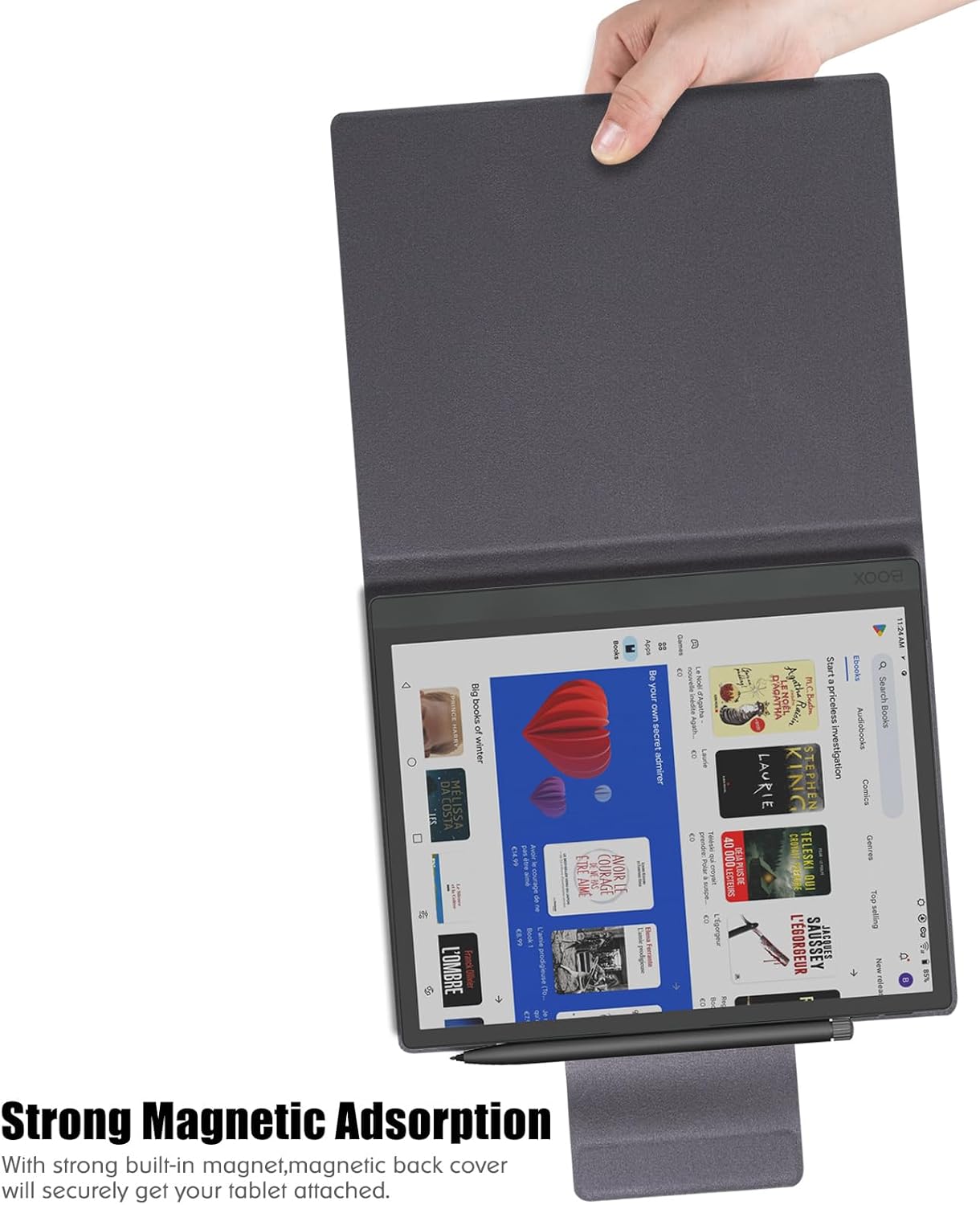BOZHUORUI Case for 10.3" Boox Tab Ultra C Pro ePaper Tablet | with Sleep/Wake | Magnetic Adsorption | Pen Clasp Design | Thin & Light | PU Leather Smart Cover (Dark Blue)