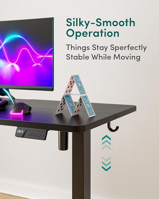 CubiCubi Electric Standing Desk, 55 x 24 Inches Height Adjustable Sit Stand Desk, Ergonomic Home Office Computer Workstation, Black