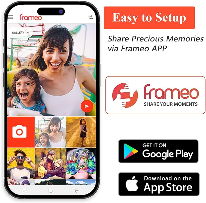 FRAMEO 15.6 Inch 32GB WiFi Large Digital Photo Frame 1920 * 1080 IPS FHD Touch Screen Smart Digital Picture Frame, Wall Mountable, Auto-Rotate,Share Moments Instantly via Frameo App from Anywhere