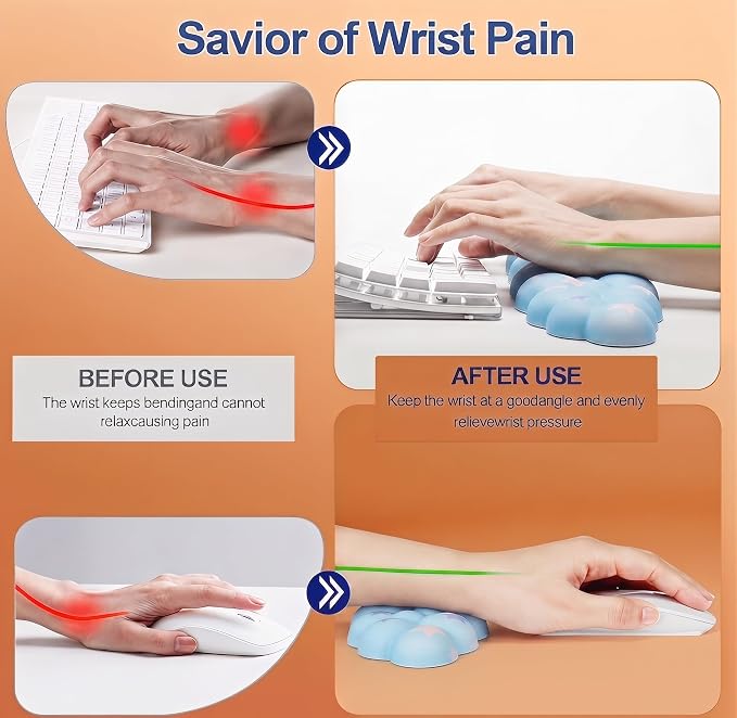 Cloud Wrist Rest Set for Keyboard & Mouse, 16.9", Blue Colorful Star | Memory Foam Arm Rest with Ergonomic Support Fits Full Keyboards and Reduces Typing Fatigue for Office, Gaming and Home Use