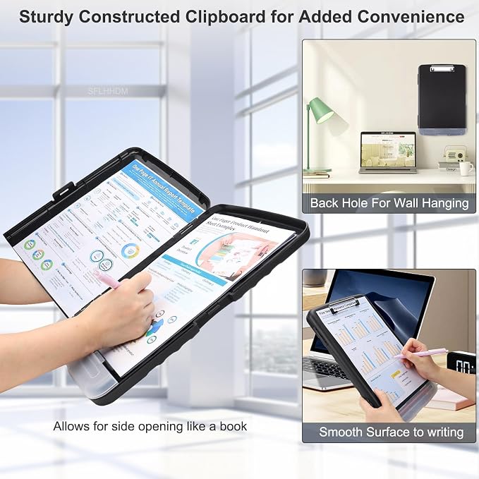 SFLHHDM Clipboard with Storage, Clip Boards 8.5x11, Plastic Clipboards with Pen Holder, Clip Board with Storage Compartments, Nurse Clipboard with Storage for Classroom, Student, Teacher