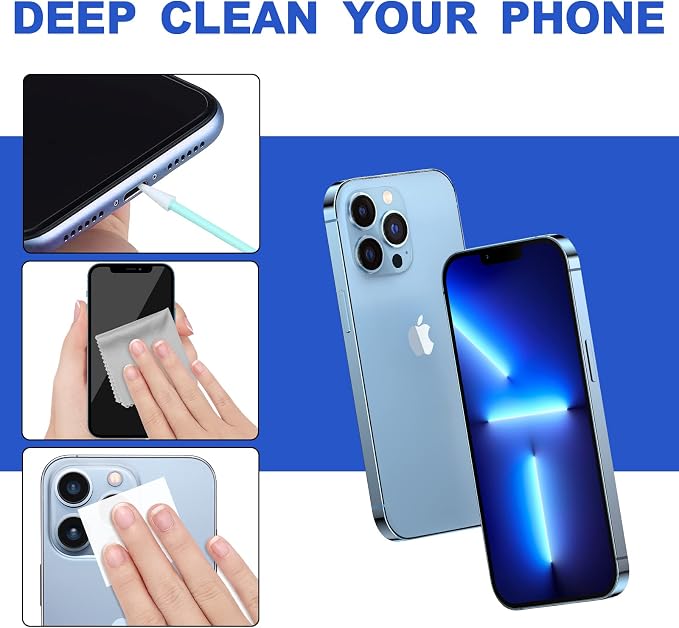 Cleaning Kit for iPhone, Cleaning Tool for Phone Charging Port Speaker | Electronic Cleaning kit Compatible with iPhone Airpods Earbuds Camera USB C Lightning Port ipad (140PCS)