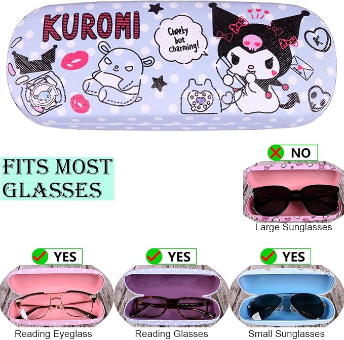 ADBGV Cute Stylish Hard Shell Eyeglasses Cases Protective Case Storage Box With Glasses Cloth Eyeglass Strap for Girl Teen